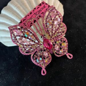 NEW BETSEY JOHNSON PINK BUTTERFLY EMBELLISHED BROCH PIN